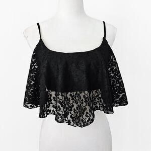 Kirra Asymmetrical Black Lace Crop Top - Stylish and Comfortable